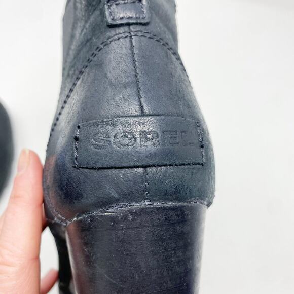 Sorel Black Suede Joan Uptown Chelsea Wedge Boot Pull On Women's Size 8 EUC - Picture 7 of 9